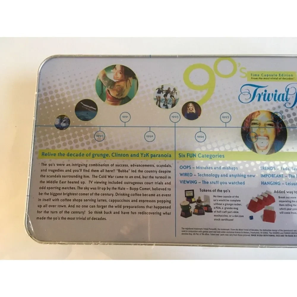 NEW Trivial Pursuit 90s Time Capsule Edition Trivia Metal Case Parker Brothers